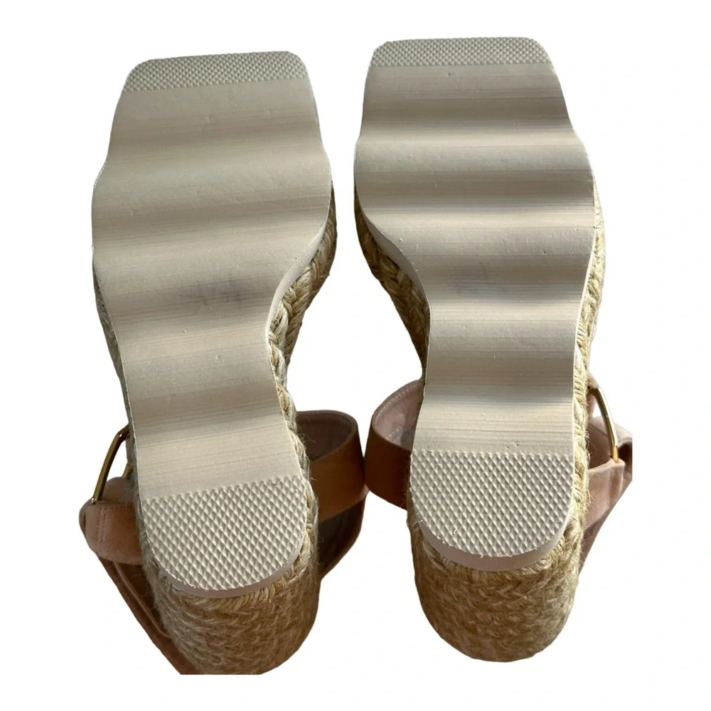 Good American Espadrille Wedge Suede Sandals Pale Pink Size 8.5 - Picture 8 of 9